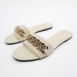 Zara leather sandal with chain